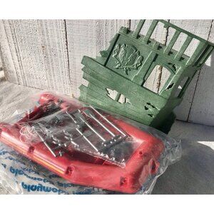Vtg 90s Playmobil 7263 Red Sport Boat Raft HTF NEW Set & 5779 Skeleton Shipwreck